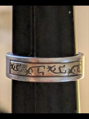 Native Kokepelli Sterling Silver 14 Kt Gold Unisex Band Sz 9 Stamped D. Skeets